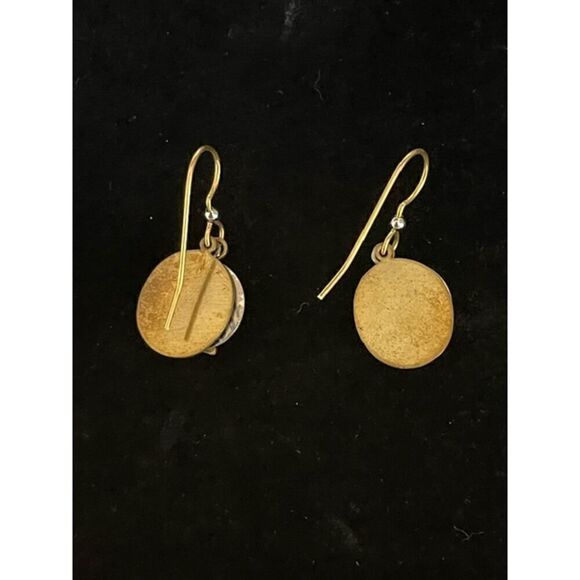 Turtle Dangle Gold Town Earrings 3 Charms 1.25" - Picture 2 of 2